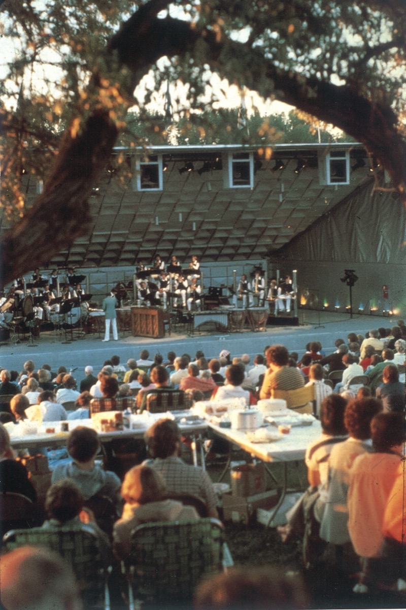 A daytime American Wind Symphony performance for a community audience